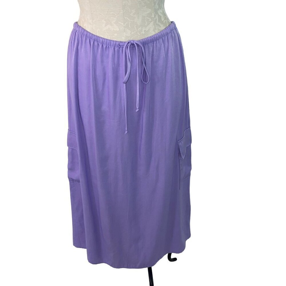 If She Loves Womens Skirt Size Large Purple Cargo Pockets Drawstring Waist USA
